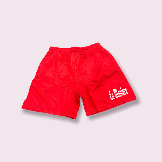 La Maniere Red Swim Trunks